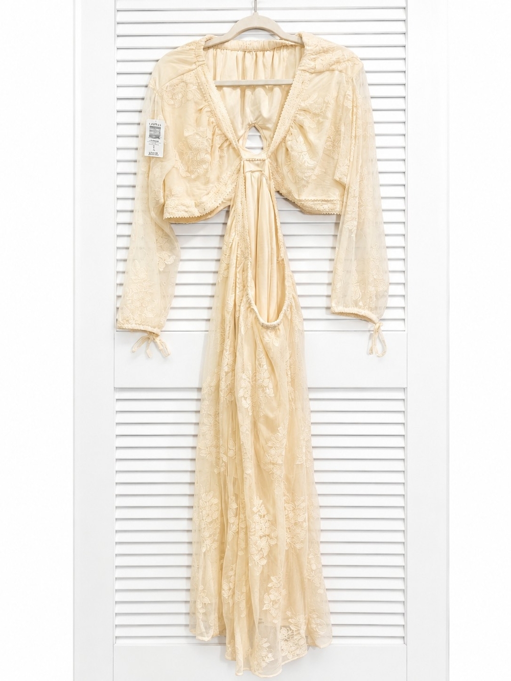 Torrid FESTI Embroidered Mesh Maxi Dress Natural Size 12/0/L NWT